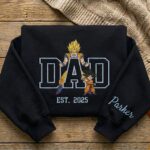 Embroidered Anime Dad Shirt, Sweatshirt, Hoodie – Super Saiyan Style Father & Son | Personalized Name & Year 2