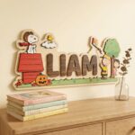 3D Layered Wood Name Sign | Personalized Peanuts Snoopy Nursery Decor | Custom Kids Room Wooden Wall Art - Image 8