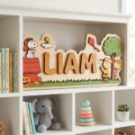 3D Layered Wood Name Sign | Personalized Peanuts Snoopy Nursery Decor 2 | Custom Kids Room Wooden Wall Art - Image 5