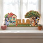 3D Layered Wood Name Sign | Personalized Bluey Nursery Decor | Custom Kids Room Wooden Wall Art - Image 2