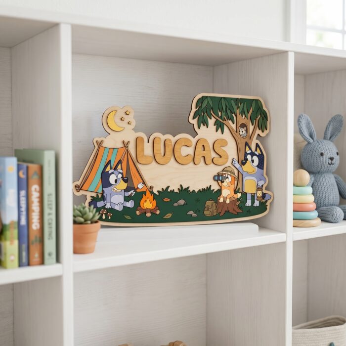 3D Layered Wood Name Sign | Personalized Bluey Nursery Decor 2 | Custom Kids Room Wooden Wall Art - Image 6