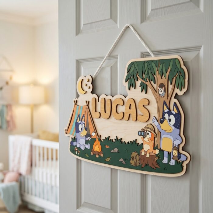 3D Layered Wood Name Sign | Personalized Bluey Nursery Decor 2 | Custom Kids Room Wooden Wall Art - Image 7