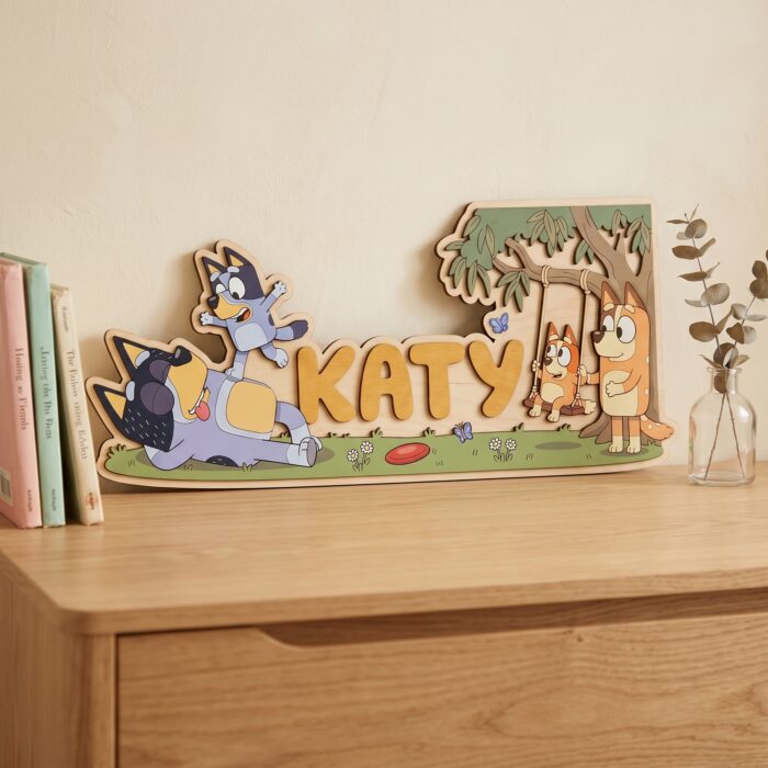 3D Layered Wood Name Sign | Personalized Bluey Nursery Decor 3 | Custom Kids Room Wooden Wall Art - Image 4