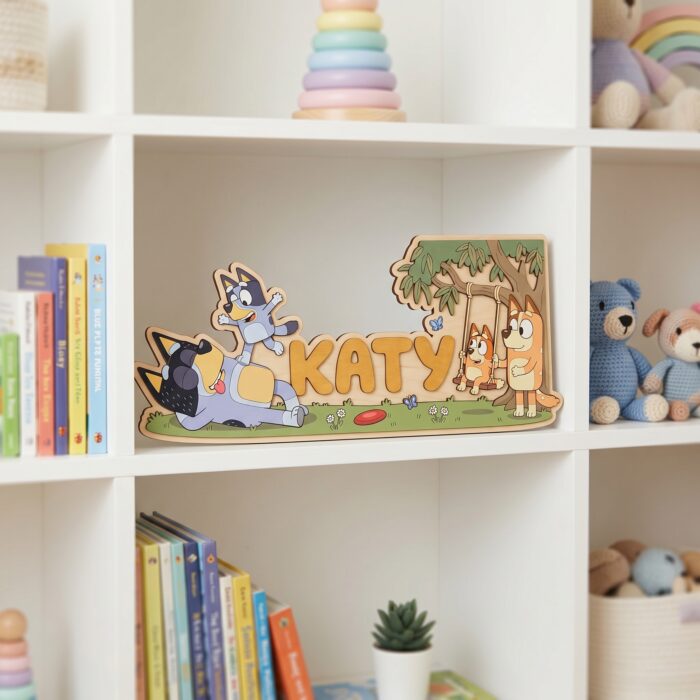 3D Layered Wood Name Sign | Personalized Bluey Nursery Decor 3 | Custom Kids Room Wooden Wall Art - Image 5