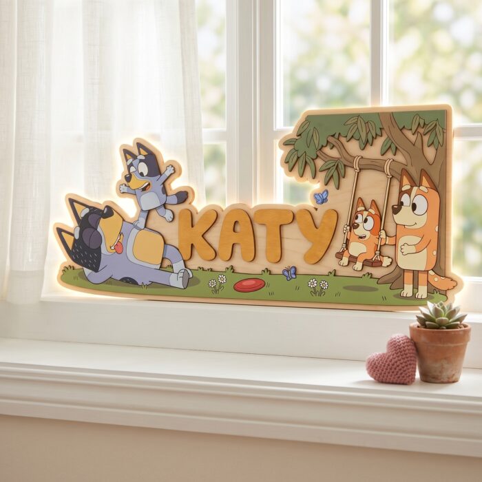 3D Layered Wood Name Sign | Personalized Bluey Nursery Decor 3 | Custom Kids Room Wooden Wall Art - Image 8