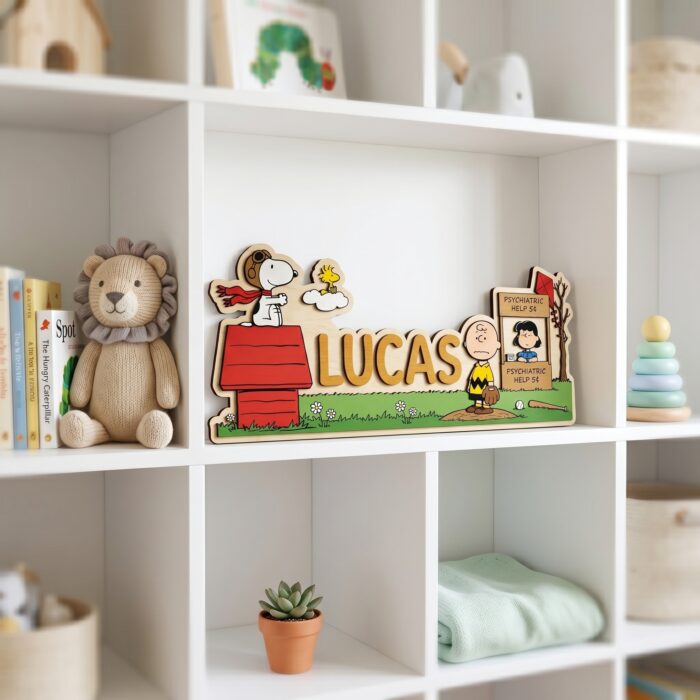 3D Layered Wood Name Sign | Personalized Peanuts Snoopy Nursery Decor 3 | Custom Kids Room Wooden Wall Art - Image 7