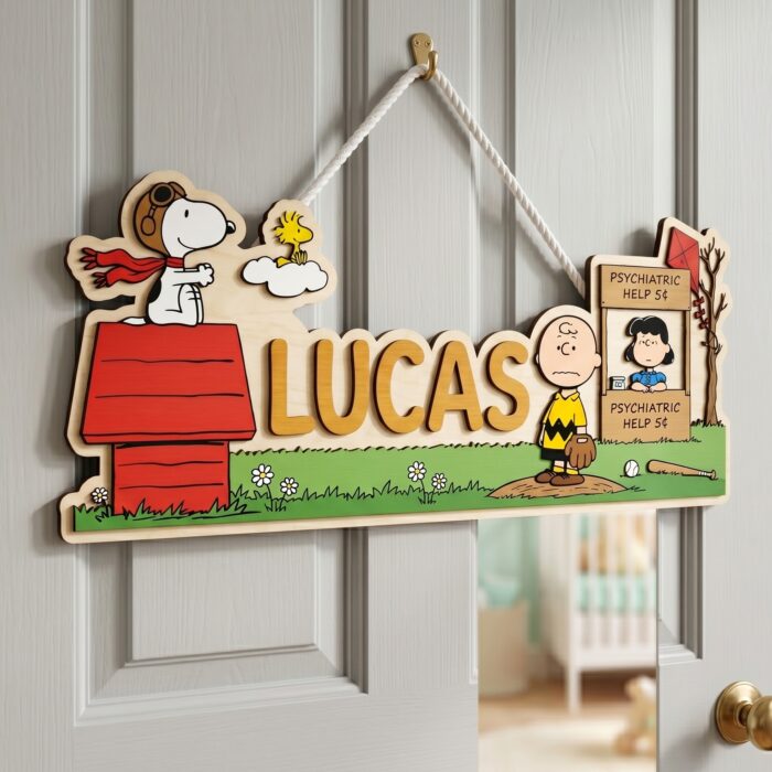 3D Layered Wood Name Sign | Personalized Peanuts Snoopy Nursery Decor 3 | Custom Kids Room Wooden Wall Art - Image 8