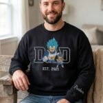 Embroidered Anime Dad Shirt, Sweatshirt, Hoodie – Super Saiyan Blue Vegeta Style Father & Son | Personalized Name & Year - Image 2