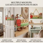 3D Layered Wood Name Sign | Personalized Peanuts Snoopy Nursery Decor 3 | Custom Kids Room Wooden Wall Art - Image 2