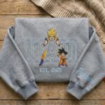 Embroidered Anime Dad Shirt, Sweatshirt, Hoodie – Super Saiyan Style Father & Son | Personalized Name & Year 2 - Image 5
