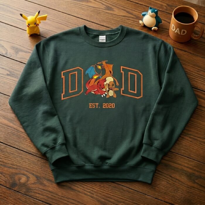 Custom Embroidered Charizard Shirt, Sweatshirt, Hoodie, Personalized PokaDad Character Shirt - Image 2