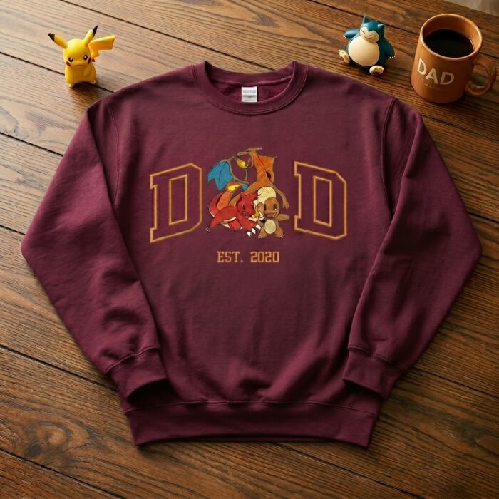 Custom Embroidered Charizard Shirt, Sweatshirt, Hoodie, Personalized PokaDad Character Shirt - Image 3