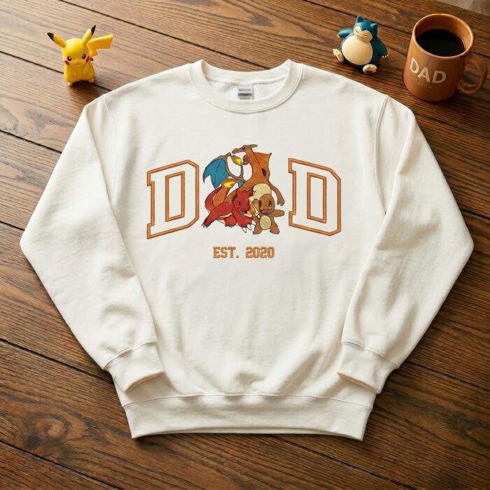 Custom Embroidered Charizard Shirt, Sweatshirt, Hoodie, Personalized PokaDad Character Shirt - Image 4