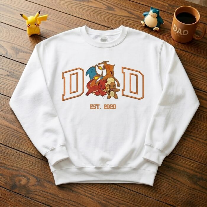 Custom Embroidered Charizard Shirt, Sweatshirt, Hoodie, Personalized PokaDad Character Shirt - Image 5