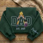 Custom Super Saiyan Dad Shirt, Sweatshirt, Hoodie - Personalized Embroidered Goku & Gohan  Sweatshirt - Father's Day Gift - Image 2