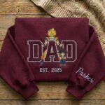 Custom Super Saiyan Dad Shirt, Sweatshirt, Hoodie - Personalized Embroidered Goku & Goten Sweatshirt - Father's Day Gift - Image 4