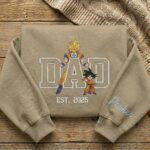 Embroidered Anime Dad Shirt, Sweatshirt, Hoodie – Super Saiyan Style Father & Son | Personalized Name & Year 2 - Image 4