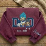Embroidered Anime Dad Shirt, Sweatshirt, Hoodie – Super Saiyan Blue Vegeta Style Father & Son | Personalized Name & Year - Image 5