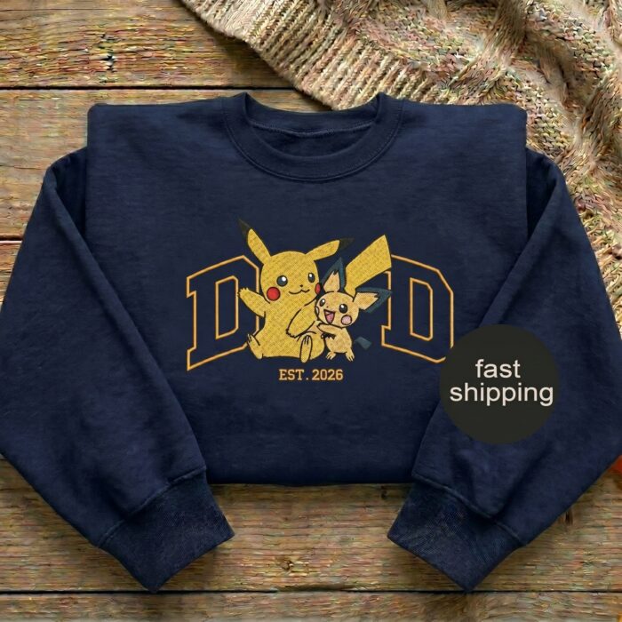 Custom Embroidered Anime Shirt, Sweatshirt, Hoodie, Personalized PokaDad Character Shirt - Image 3