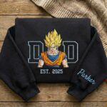 Embroidered Anime Dad Shirt, Sweatshirt, Hoodie – Super Saiyan Style Father & Son | Personalized Name & Year