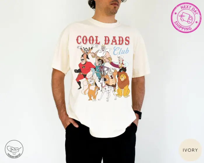 Comfort Colors® Retro 90s Disney Cool Dad Clubs T-Shirt, Funny Daddy Son Gift, Best Dad Ever, Goofy Mufasa King Triton, Family Trip Shirt - Image 3