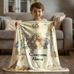 Personalized Winnie the Pooh Baby Blanket, Custom Name Cartoon Blanket,Soft Nursery Throw, Baby Shower Gift,Bear Blanket,Custom Kids Blanket - Image 2