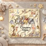 Personalized Winnie the Pooh Baby Blanket, Custom Name Cartoon Blanket,Soft Nursery Throw, Baby Shower Gift,Bear Blanket,Custom Kids Blanket