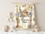 Personalized Winnie the Pooh Baby Blanket, Custom Name Cartoon Blanket,Soft Nursery Throw, Baby Shower Gift,Bear Blanket,Custom Kids Blanket - Image 4