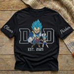 Embroidered Anime Dad Shirt, Sweatshirt, Hoodie with Son & Daughter – Super Saiyan Blue Vegeta, Trunks & Bulla – Personalized Father & Kids Name, Year - Image 6