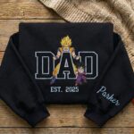 Custom Super Saiyan Dad Shirt, Sweatshirt, Hoodie - Personalized Embroidered Goku & Gohan  Sweatshirt - Father's Day Gift