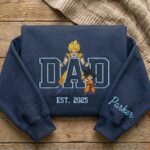 Embroidered Anime Dad Shirt, Sweatshirt, Hoodie – Super Saiyan Style Father & Son | Personalized Name & Year - Image 6