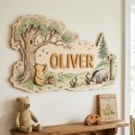 3D Layered Wood Name Sign | Personalized Winnie the Pooh Nursery Decor  | Custom Kids Room Wooden Wall Art