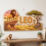3D Layered Wood Name Sign | Personalized The Lion King Nursery Decor  | Custom Kids Room Wooden Wall Art