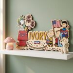 3D Layered Wood Name Sign | Personalized Peanuts Snoopy America 250th Anniversary Nursery Decor  | Custom Kids Room Wooden Wall Art - Image 2