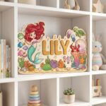 3D Layered Wood Name Sign | Personalized The Little Mermaid  | Custom Kids Room Wooden Wall Art - Image 3
