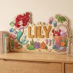 3D Layered Wood Name Sign | Personalized The Little Mermaid  | Custom Kids Room Wooden Wall Art - Image 5