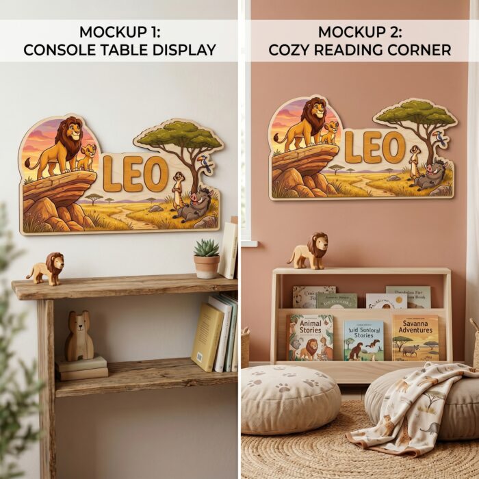 3D Layered Wood Name Sign | Personalized The Lion King Nursery Decor  | Custom Kids Room Wooden Wall Art - Image 4