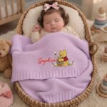 Custom Winnie the Pooh Embroidered Baby Blanket, Personalized Name Disney Honey Pooh Bear Blanket, Gift For Newborn - Image 5