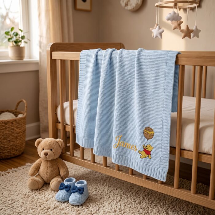 Custom Pooh Balloon Embroidered Baby Blanket, Personalized Name Disney Pooh Tigger Piglet Blanket, Gift For Newborn - Image 10