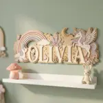 Personalized Unicorn Baby Name Sign, 3D Wood Rainbow Nursery Decor - Image 3