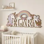 Personalized Unicorn and Rainbow 3D Name Sign for Nursery, Custom Kids Wooden Baby Name Plate, Wall Decor Gift - Image 4