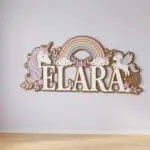 Personalized Unicorn and Rainbow 3D Name Sign for Nursery, Custom Kids Wooden Baby Name Plate, Wall Decor Gift - Image 3