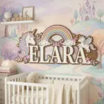 Personalized Unicorn and Rainbow 3D Name Sign for Nursery, Custom Kids Wooden Baby Name Plate, Wall Decor Gift - Image 2