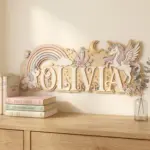 Personalized Unicorn Baby Name Sign, 3D Wood Rainbow Nursery Decor - Image 4