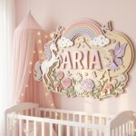 Custom 3D Unicorn Name Sign Wood, Personalized Fairy Rainbow Baby Girl Nursery Wall Decor - Image 2