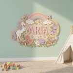 Custom 3D Unicorn Name Sign Wood, Personalized Fairy Rainbow Baby Girl Nursery Wall Decor - Image 3