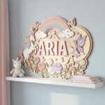 Custom 3D Unicorn Name Sign Wood, Personalized Fairy Rainbow Baby Girl Nursery Wall Decor - Image 4