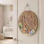 Personalized Winnie the Pooh Nursery Name Sign, Christopher Robin, Kid Room Sign, Kids Bedroom Door Sign, Kids Room Door, Nursery Name Sign - Image 2