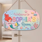 Personalized Ariel Name Sign, Little Mermaid Sign, Kid Room Sign, Kids Bedroom 3D Door Sign, Kids Room Door Decoration, Nursery Name Sign - Image 2