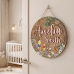 Personalized Winnie the Pooh Nursery Name Sign, Christopher Robin, Kid Room Sign, Kids Bedroom Door Sign, Kids Room Door, Nursery Name Sign - Image 3